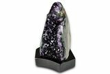 Deep Purple Amethyst Geode With Wood Base - Uruguay #342843-1